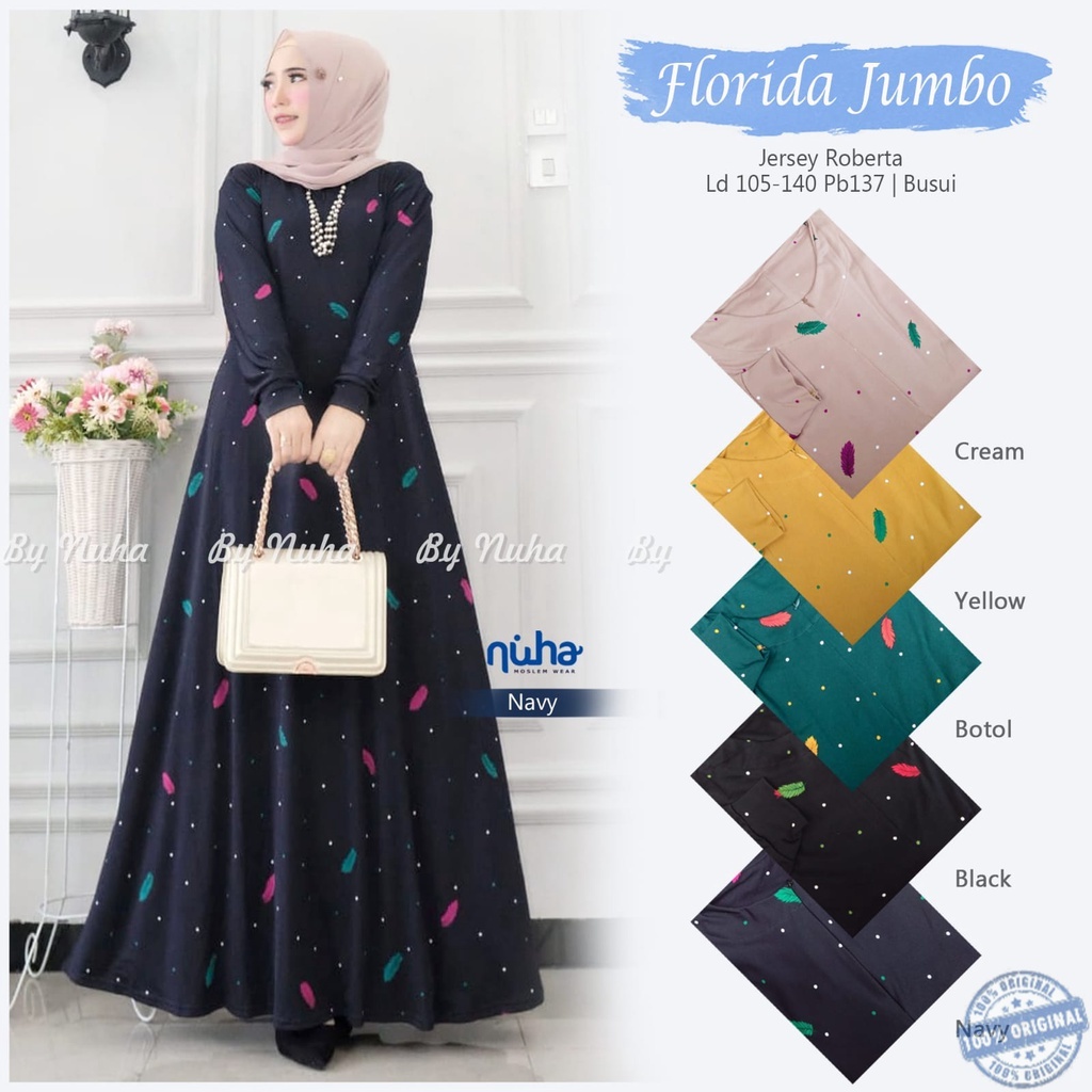 FLORIDA JUMBO DRESS BY NUHA | MAXY DRESS FASHION MUSLIM | GAMIS WANITA MUSLIM Terbaru