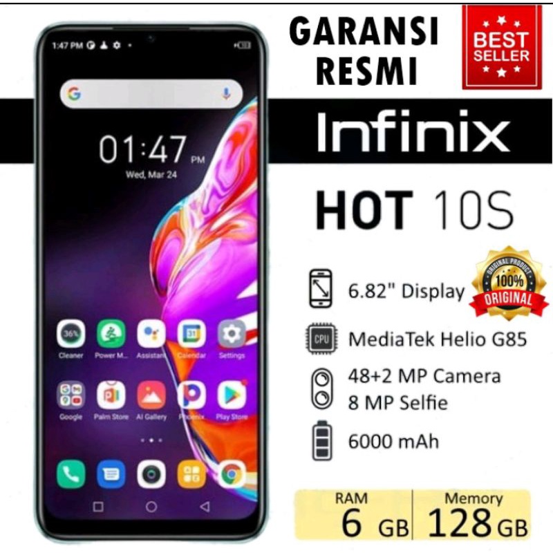 INFINIX HOT 10S RAM 6/128 GB GARANSI RESMI HANDPHONE MURAH HP INFINIX MURAH