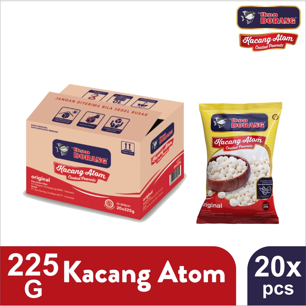 

Ikan Dorang - Kacang Atom 225 gr (Original) - Multipack 20 pcs/ 1 KARTON