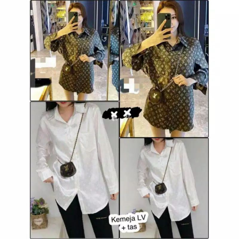 KEMEJA SATIN LV IMPORT PREMIUM ( TASNYA KOSONG )