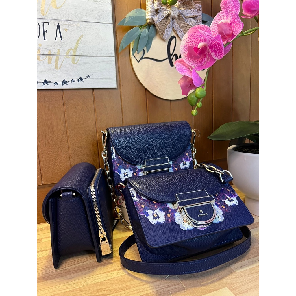 NWT Aigner Cosima Crossbody Bag Pansy XS Deep Blue