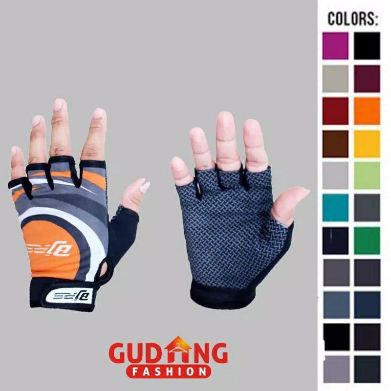 Sarung tangn BJ RS Gowes sepeda glove mtb gym fitness dayli  lokal bahan import