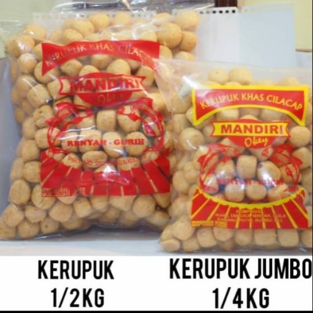 

KERUPUK TENGGIRI Cilacap merk MANDIRI OKEY kemasan 1/2KG