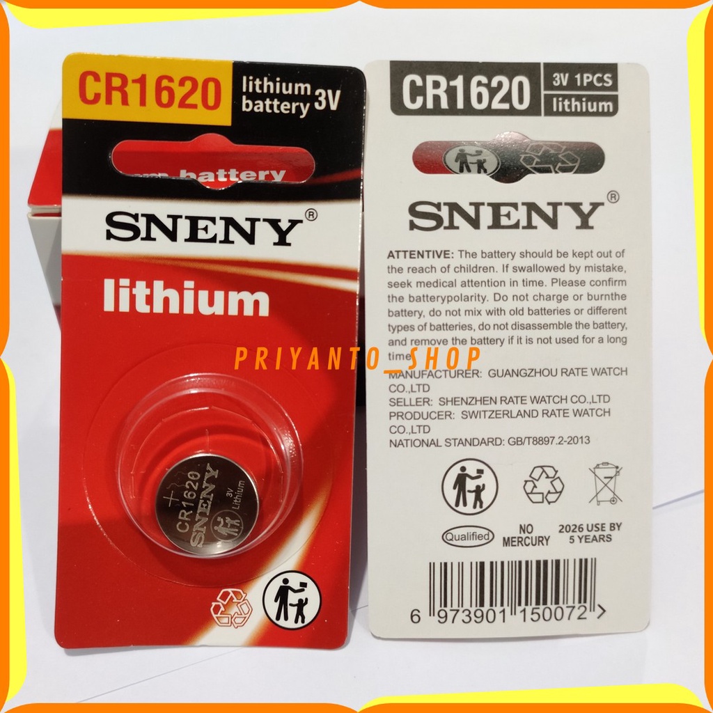 TERBAIK BATERAI SNENY LITHIUM 3V CR 1620 BATERAI KANCING CR1620 ASLI ORIGINAL