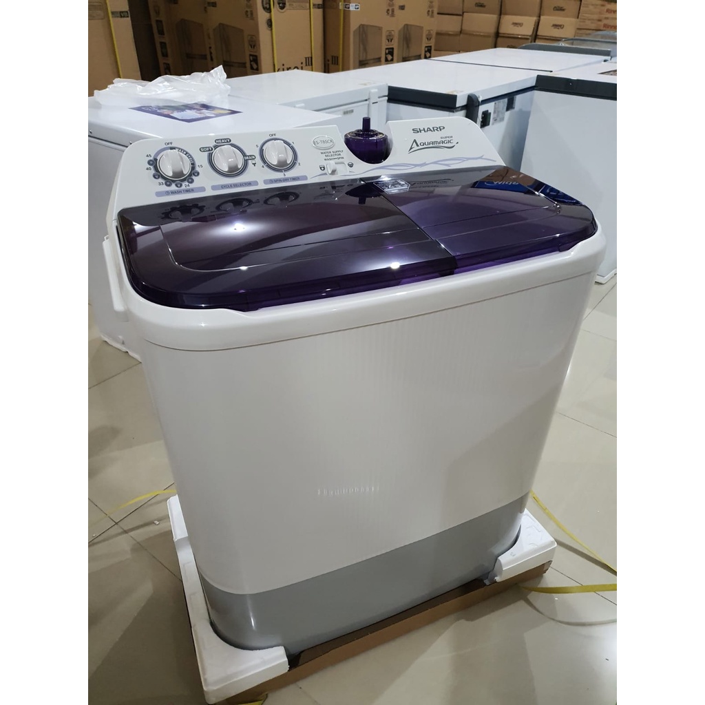 SHARP ES-T85CR-VK MESIN CUCI 8KG 2 TABUNG SUPER AQUA MAGIC