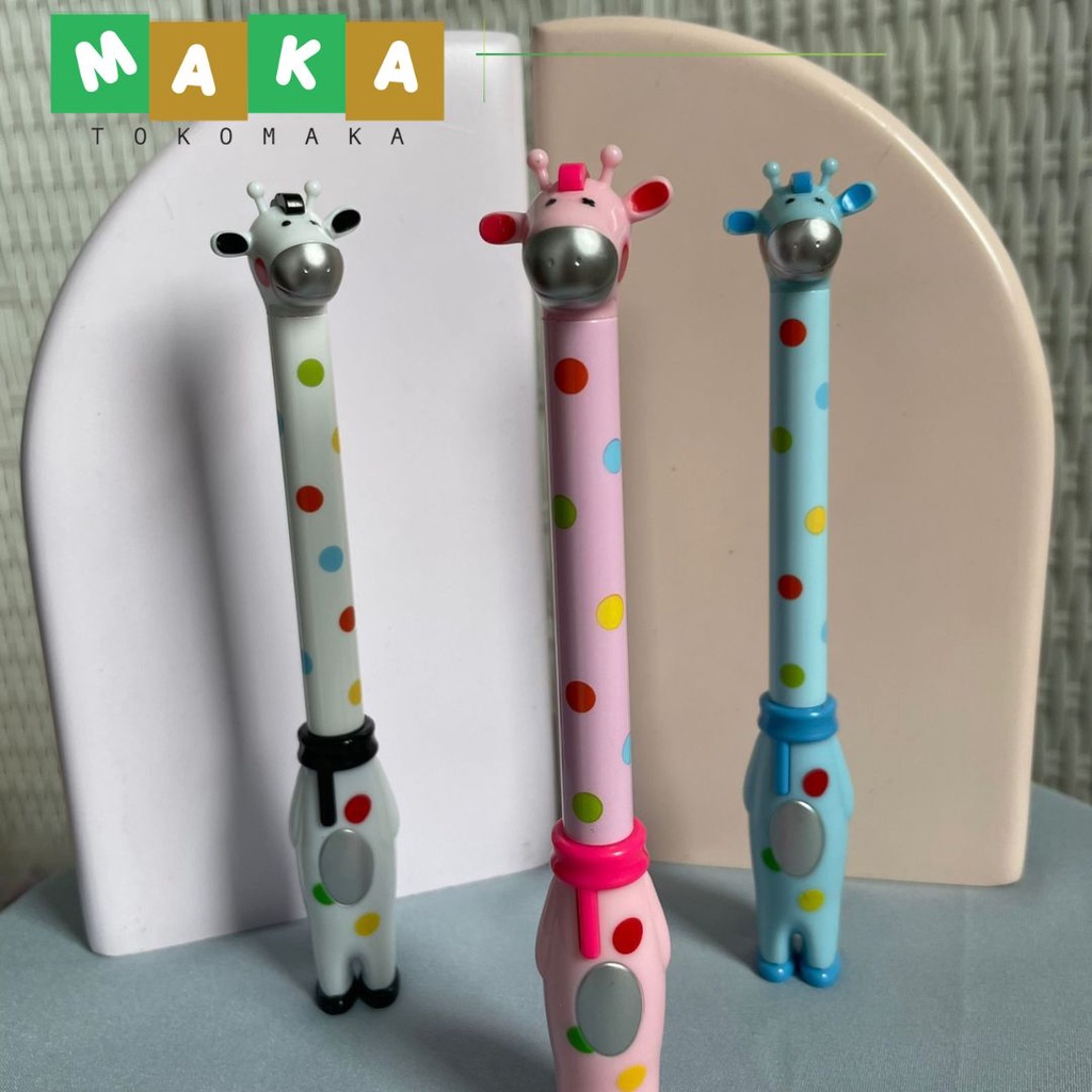 

pulpen jerapah pen gel jerapah pena giraffe bolpen tinta hitam perlengkapan sekolah atk murah alat tulis kantor lucu
