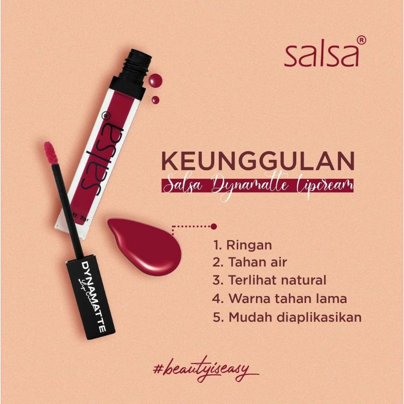 Salsa Dynamatte Lip Cream, formula yang ringan, tahan lama dan transferproof