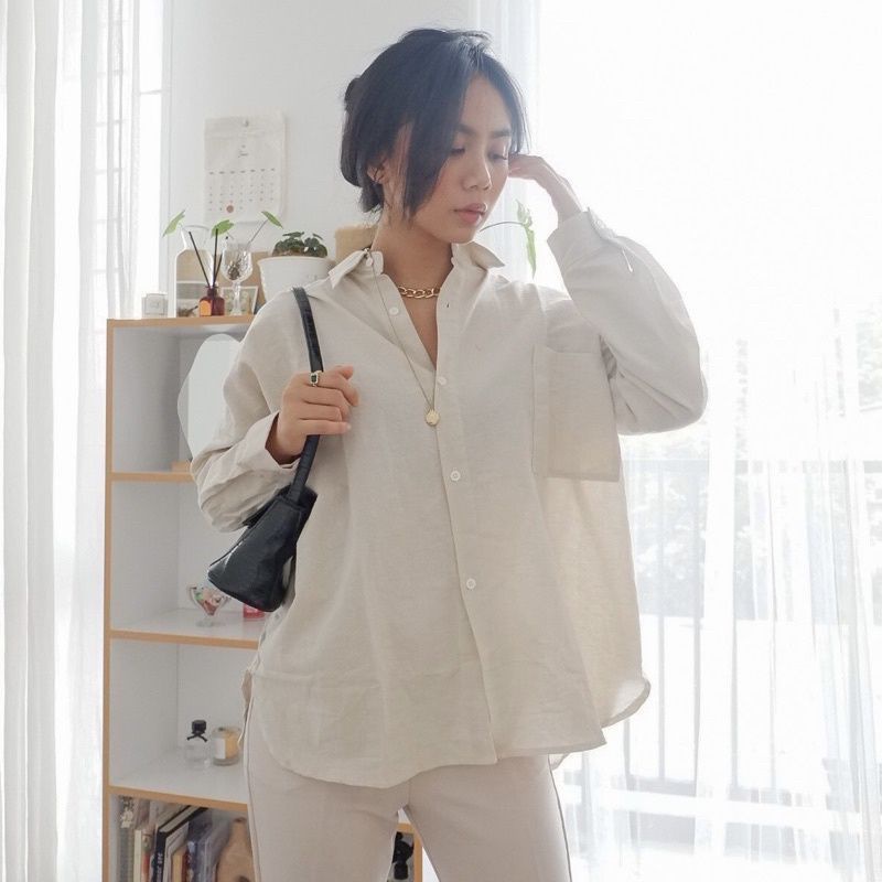 Kemeja linen oversize kemeja viral kemeja Olivia shirt