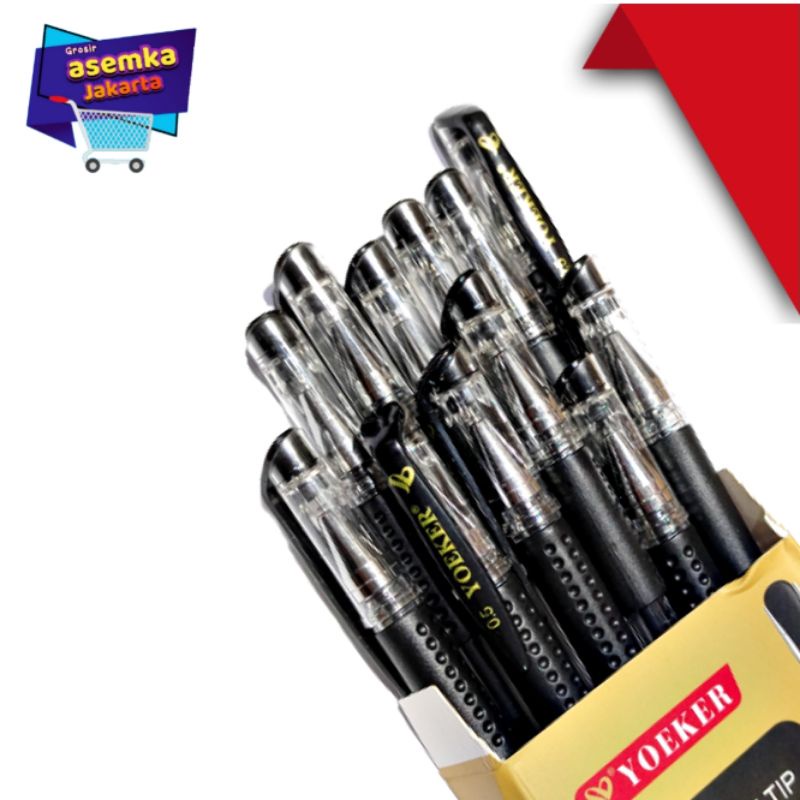 Bolpen Pulpen Tinta Gel YoeKer 12pcs