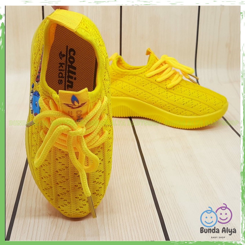 Sepatu Anak Laki Laki IMPORT Usia 1 Sampai 7 Tahun KUNING Lentur Alas Karet - Sepatu Anak Cewek Cowok Lentur Elastis Motif Karakter Lucu Model Kekinian Anti Licin Size 22 Sampai 36