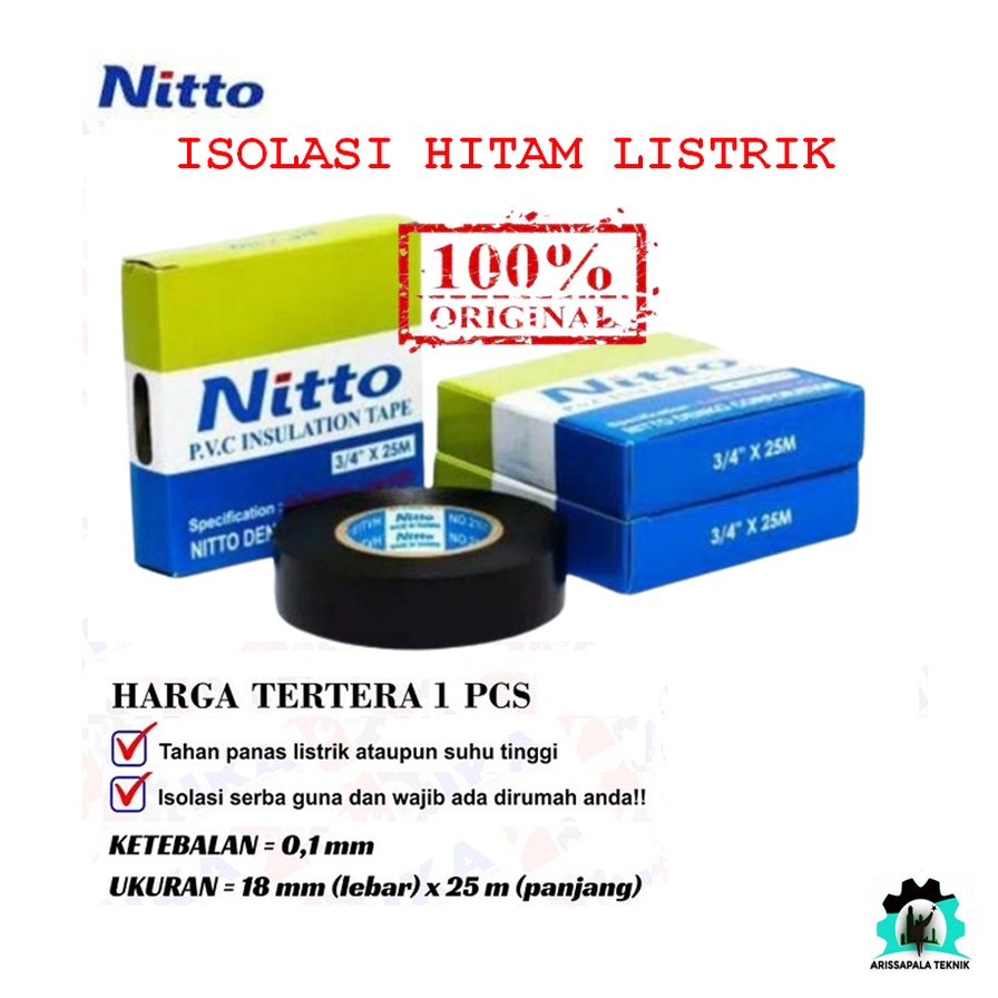 

NITTO Solasi Isolasi Solatip Selotip Isolasi Kabel Listrik NITTO Hitam