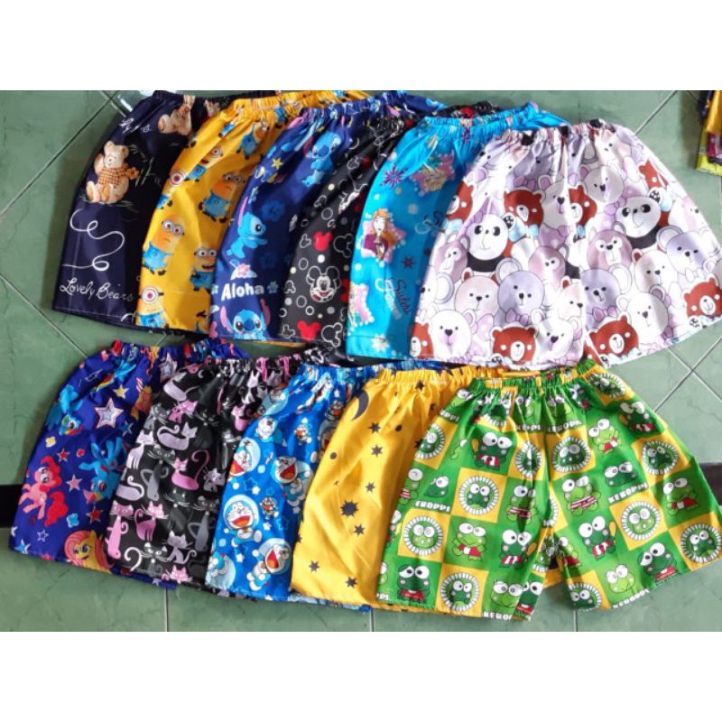 Celana kolor pendek santai harian anak motif karakter 1 2 3 4 5 6 7 8 9 10 11 tahun grosir celana pendek anak motif