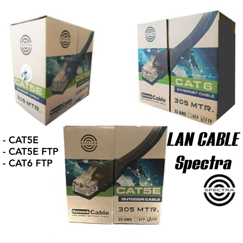 Kabel LAN UTP STP FTP Spectra CAT5E CAT6 Indoor Outdoor Gigabit 1 dus box roll 305 meter