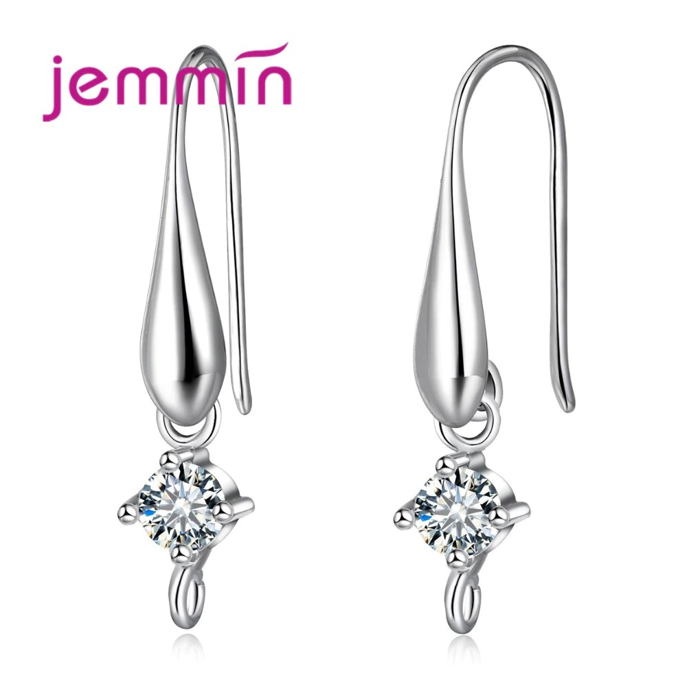 earrings 925 Sterling Silver Ear Wire Hook Earring Findings For Nickel Free Components CZ Crystal