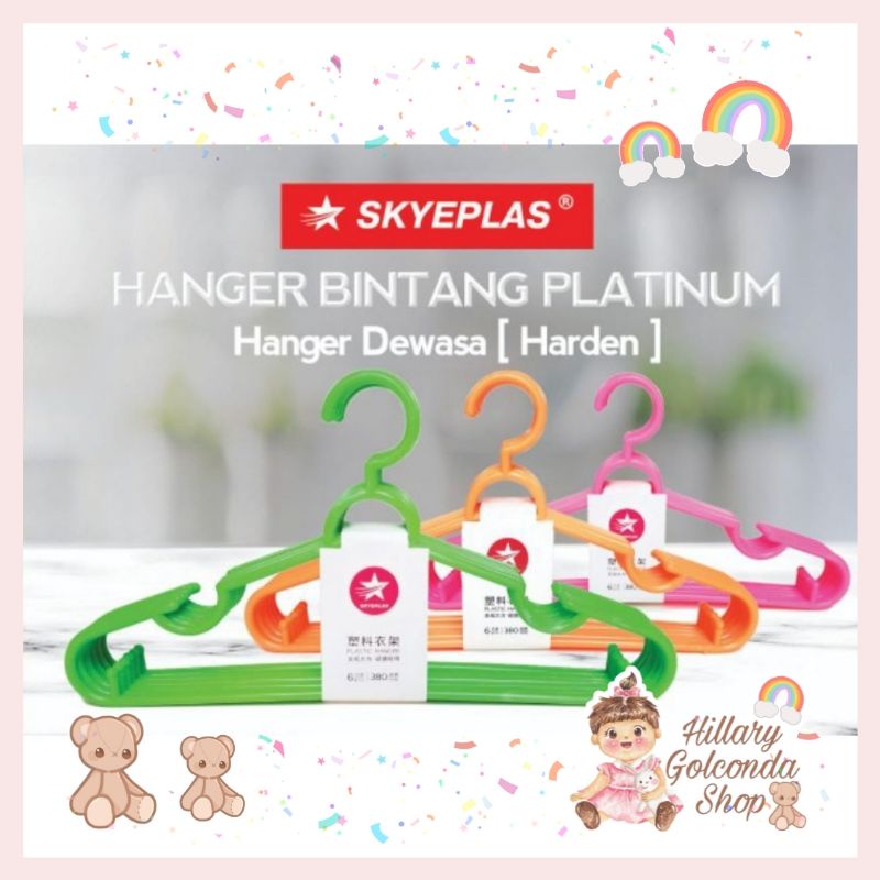 Hanger baju plastik dewasa 1pak isi 6/hanger baju lemari/Hanger Bintang