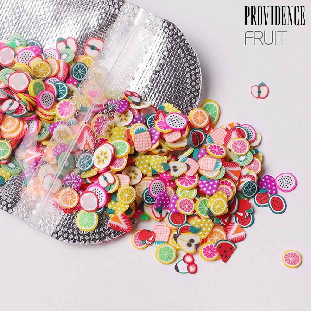 Providence 1000Pcs/Set Nail Slices Fruit Feather Shape Ultra Thin Polymer Clay Soft Mixed Nail Art Slime DIY Charms for Gift