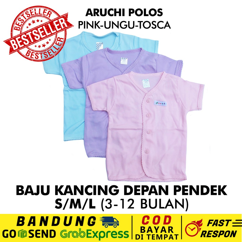 Baju pendek kancing depan polos by Aruchi Baby