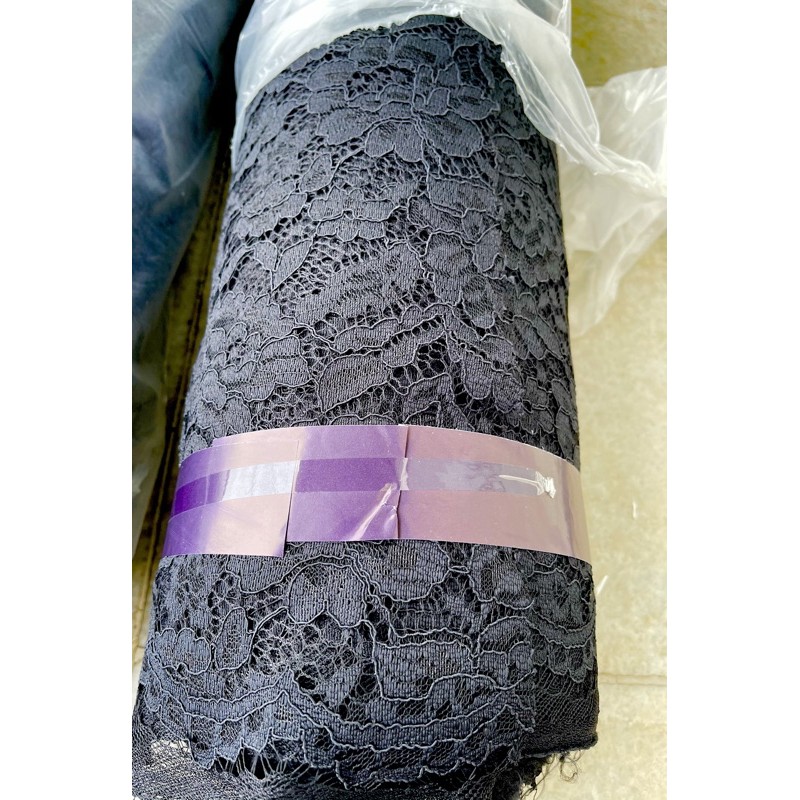 Kain BROKAT CORD LACE NON GLITTER-Hitam Pekat