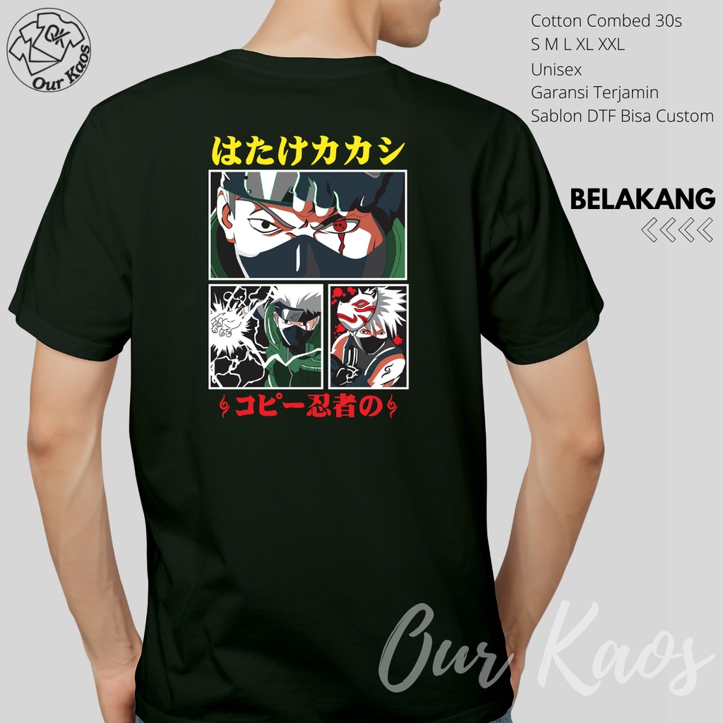 Kaos Anime Naruto Shippuden Distro Kakashi Hatake Ninja Sensei Dewasa Original Baju Tshirt Kartun Je