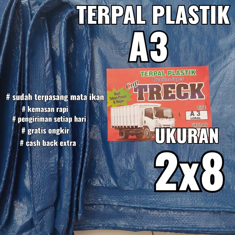 Terpal plastik A3 ukuran 2x8 meter cap TRECK