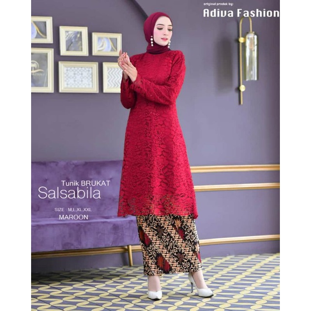 AZURAH SCRAF // TUNIK BROKAT // KEBAYA TUNIK MODERN // KEBAYA MODERN // KEBAYA TUNIK BROKAT