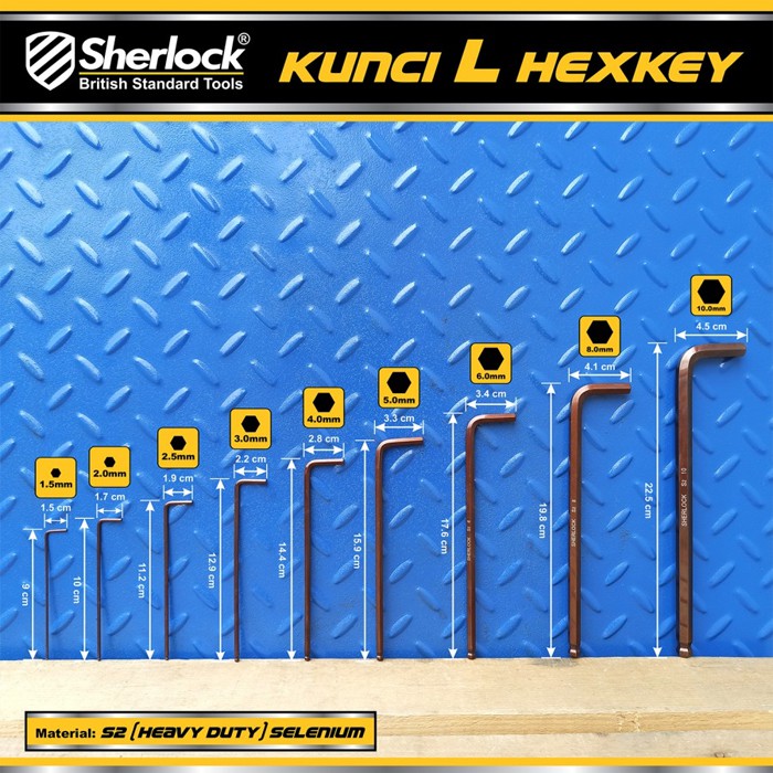 Kunci L Hexkey Set 9pcs - Sherlock Matrial S2 Kunci L (Panjang)