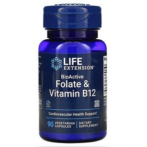 LIFE EXTENSION BIOACTIVE FOLATE & VITAMIN B12 90 Veg Caps
