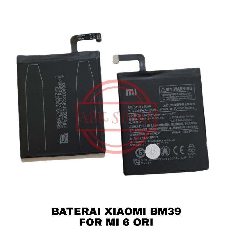 BATRE BATERAI BATTERY XIAOMI BM39 FOR MI 6 / MI6 ORIGINAL