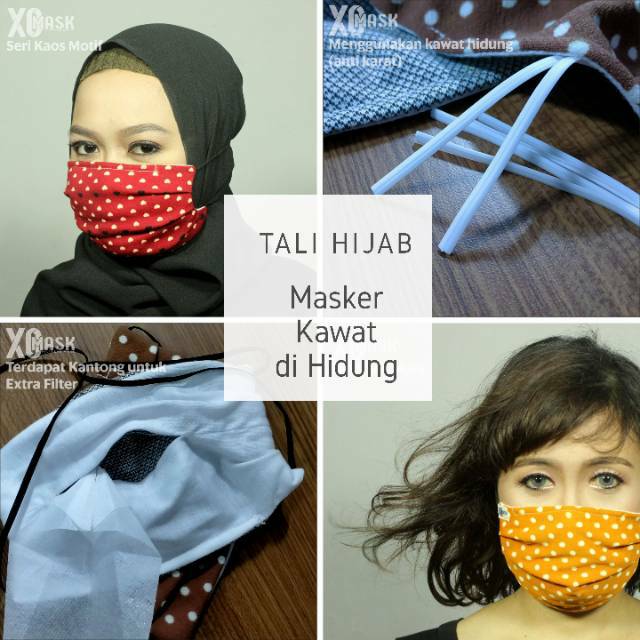 XO Masker Kain dengan Kawat Hidung 2Ply/3Ply - Masker Katun Motif  - Masker Katun isi Tissue