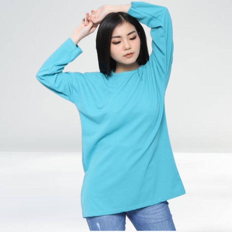 Kaos Polos Oversize Lengan Panjang Leher Round Neck Cotton Tc 30s cod