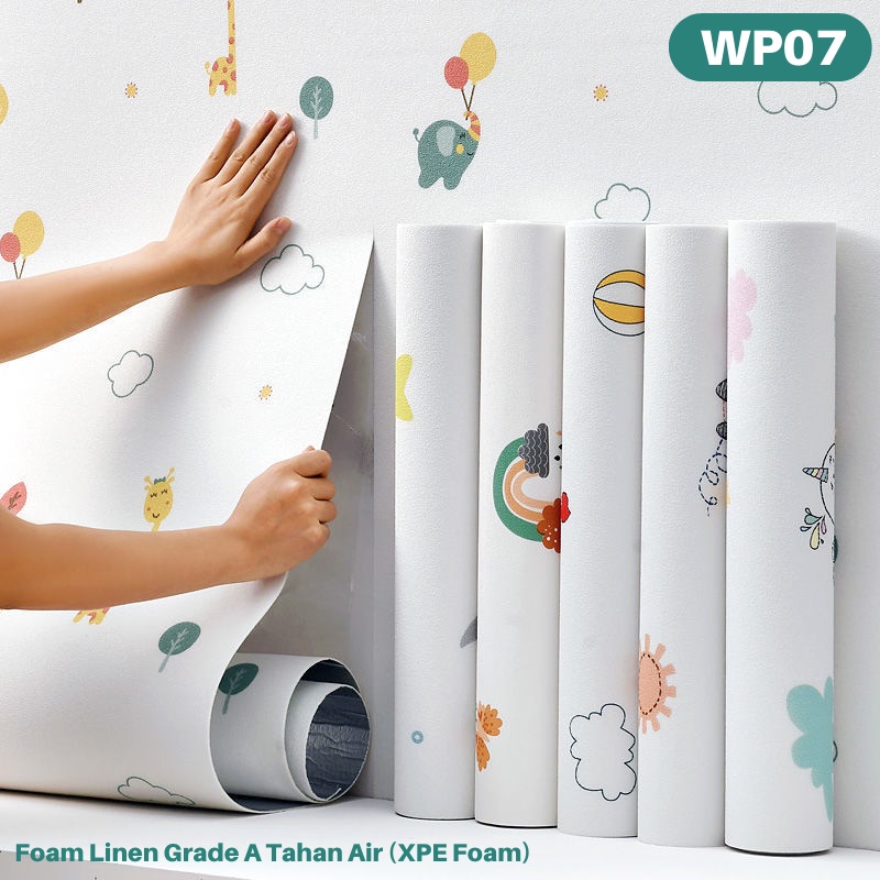 Wallpaper Linen Roll  3D XPE FOAM | Wallpaper Dinding | Dekorasi Kamar Tidur Aesthetic | Sticker dinding 50 x 300 cm | Azgalery WP05, WP06, WP07