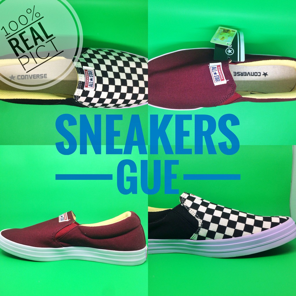 (COD) Sepatu Kasual Pria Wanita Converse All Star PENDEK LOW Slip On ORIGINAL MIRROR IMPORT VIETNAM