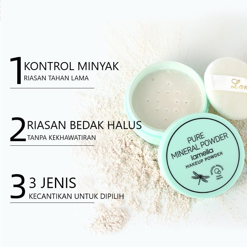 LAMEILA 3607 LOOSE POWDER / BEDAK TABUR KONTROL MINYAK DAN TAHAN LAMA