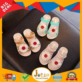  1KG 3 PCS JOLIECOLLECTIONS SANDAL ANAK  PU BUNGA SLIP  