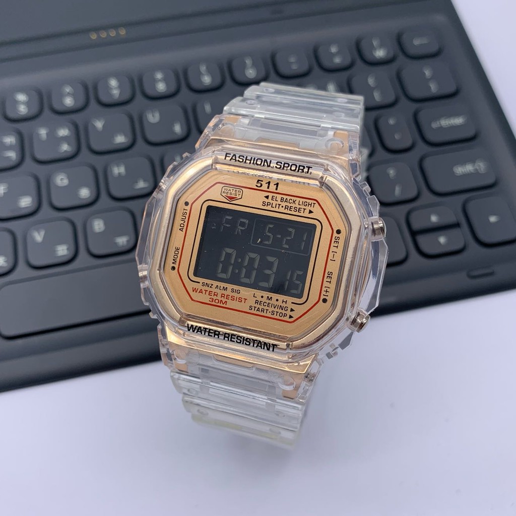 READY 7 WARNA Jam Tangan Wanita Digital Sport Strap Rubber Transparan Water Resistant