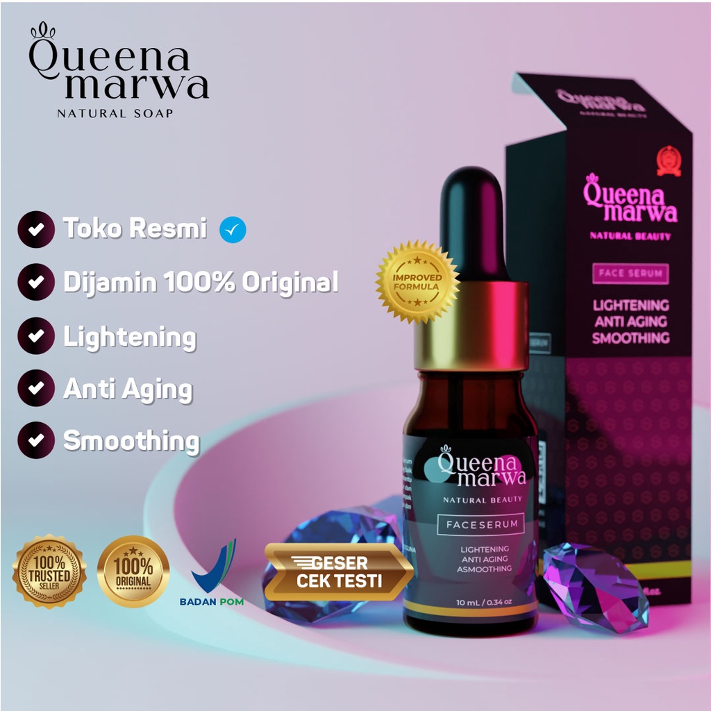 Queena Marwa Serum Wajah Glowing, Collagen Whitening Membuat Kulit Bercahaya