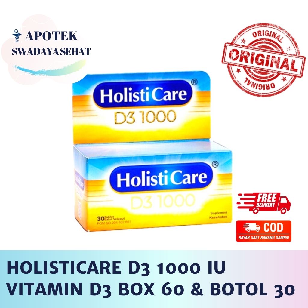 HOLISTICARE  VITAMIN D3 1000 IU BOX Isi 60 Tablet dan Botol isi 30 Tab - Vit D Holisti Care