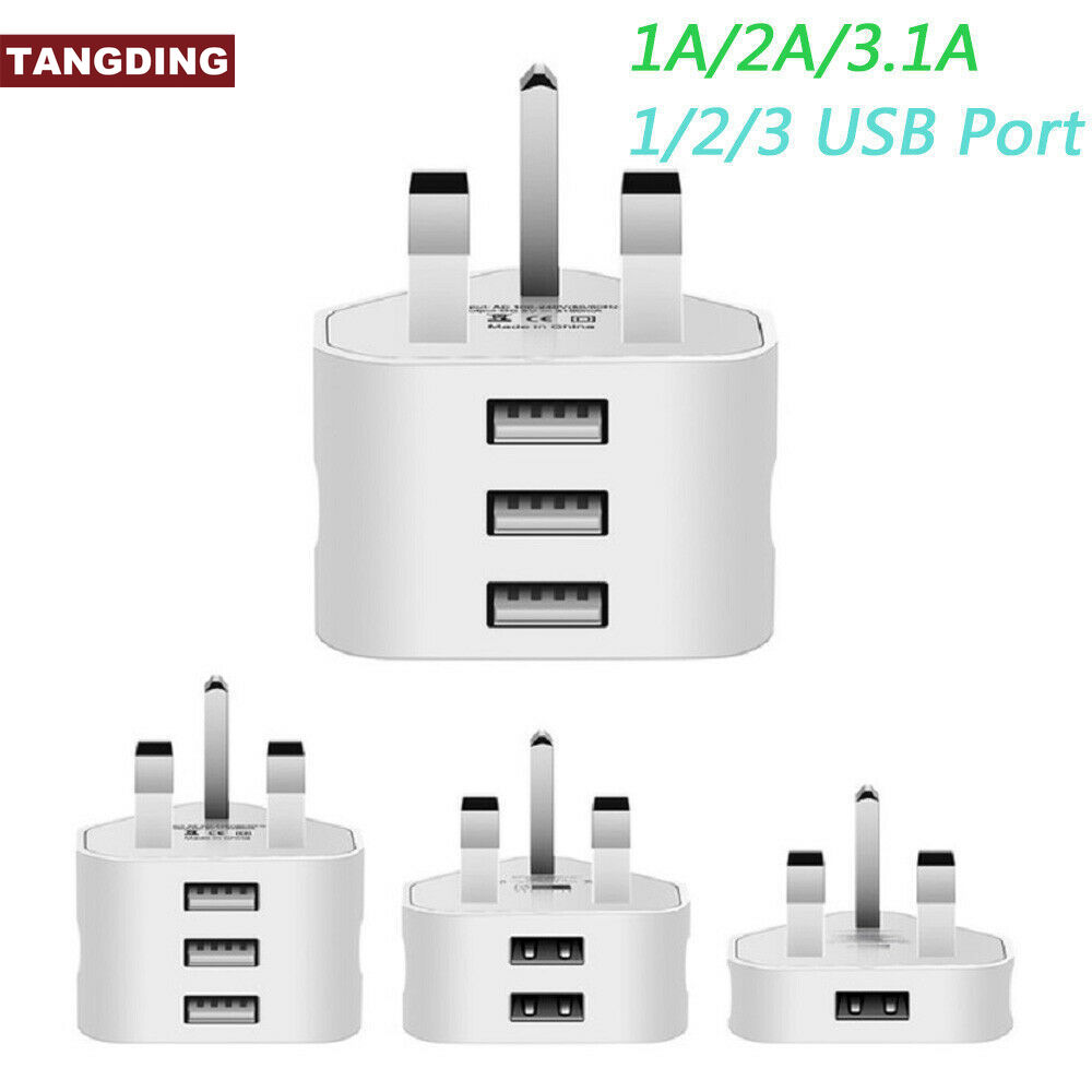 (Cod Tangding) Adaptor Charger Dinding Usb Plug Uk 3 Pin