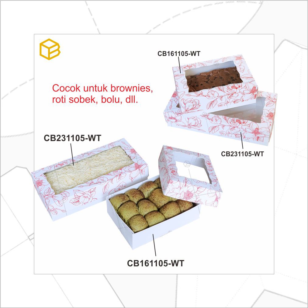 Box Brownies Packaging Dus Kue Kotak Souvenir Kardus Roti Cake | CB161105-WT (50pc)