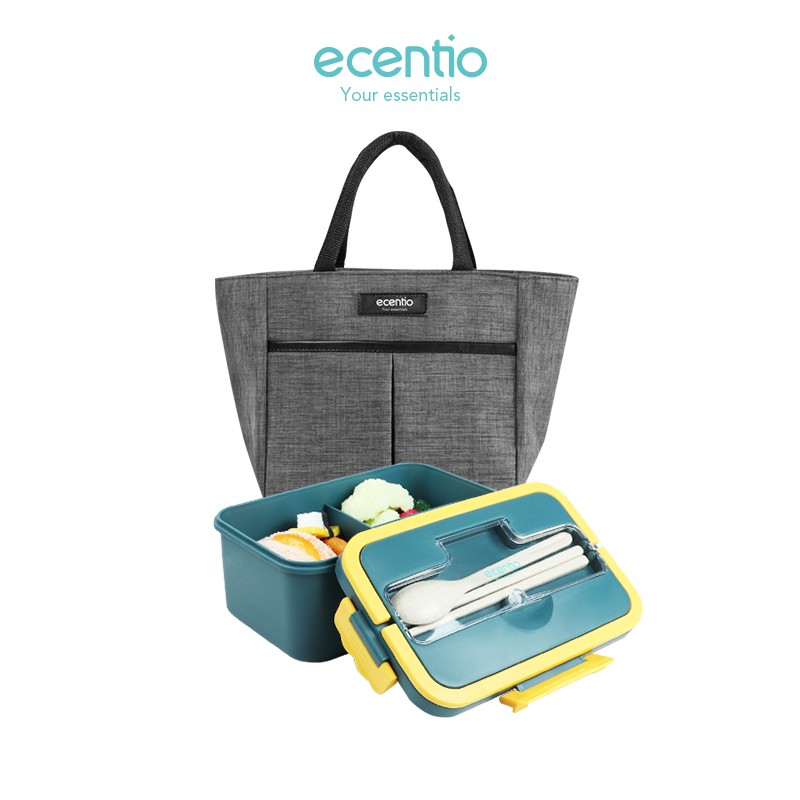 

Ecentio 1500ml lunch box set/kotak makan&tas bekal/portabel kotak bekal/free Sendok&sumpit