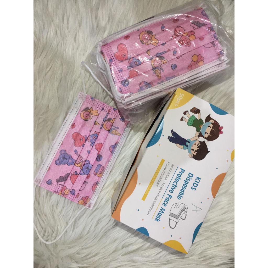 Masker Anak 3Ply Isi 50PCS Per Box/Motif K-Pop Import Real Pict AccFashion Murah