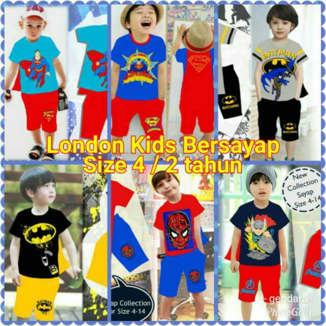 Setelan Anak London Kids Bersayap Size 4 / 2 tahun