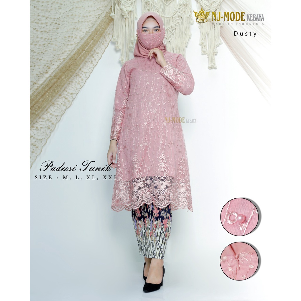 NJM&gt; SET TUNIK PIDUSI / KEBAYA TUNIK TULLE BORDIR - BAJU KEBAYA MODERN - KEBAYA PESTA &amp; KONDANGAN