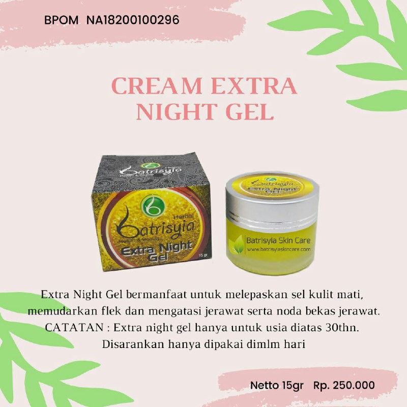 Batrisyia Extra Gel, Cream Malam untuk Masalah Kulit Berat / Flek Membandel