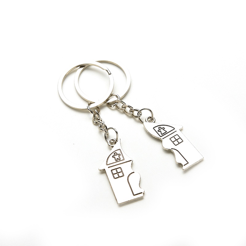 {LUCKID}2 Pcs House Shape Keychain Key Ring for Lovers Valentine’s day Love Key Fob