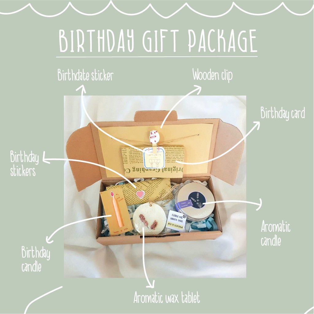 

Hampers Paket Ulang Tahun Aromatic Candle/Wax Tablet (Birthday Gift Package) Gift Box