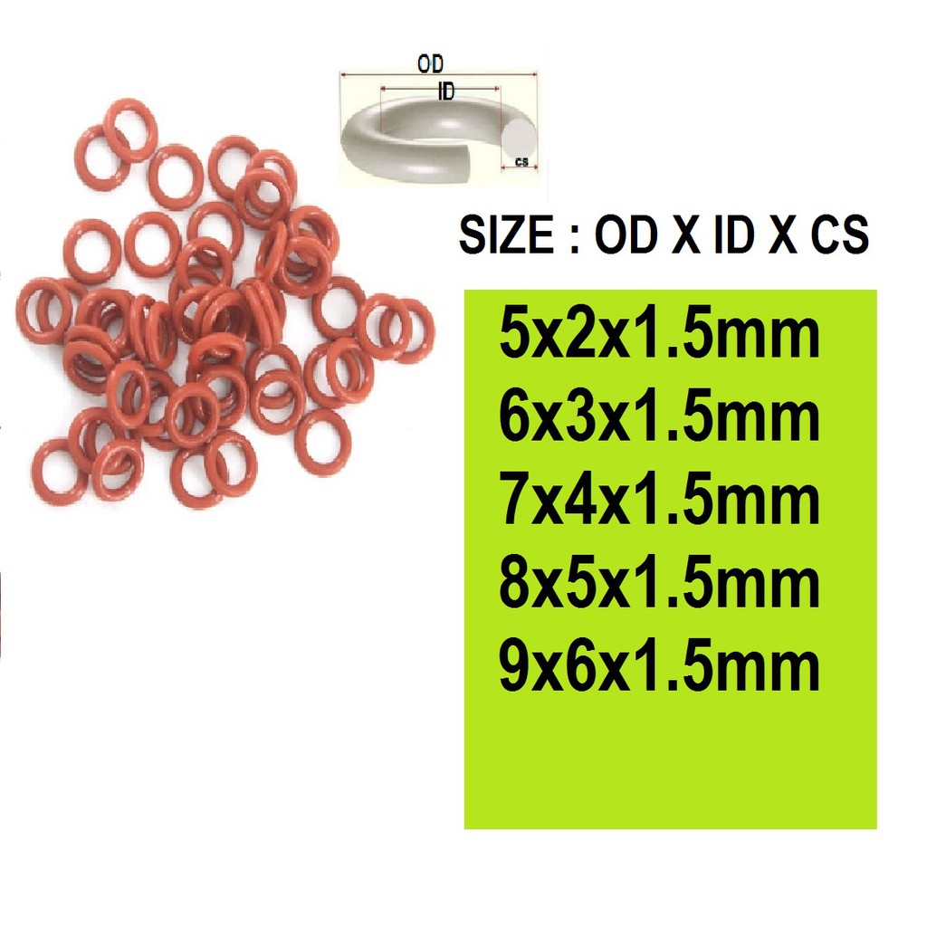 

New High Quality Red Silicone Oring OD 5mm 6mm 7mm 8mm 9mm Tebal CS 1.5mm Mantafff