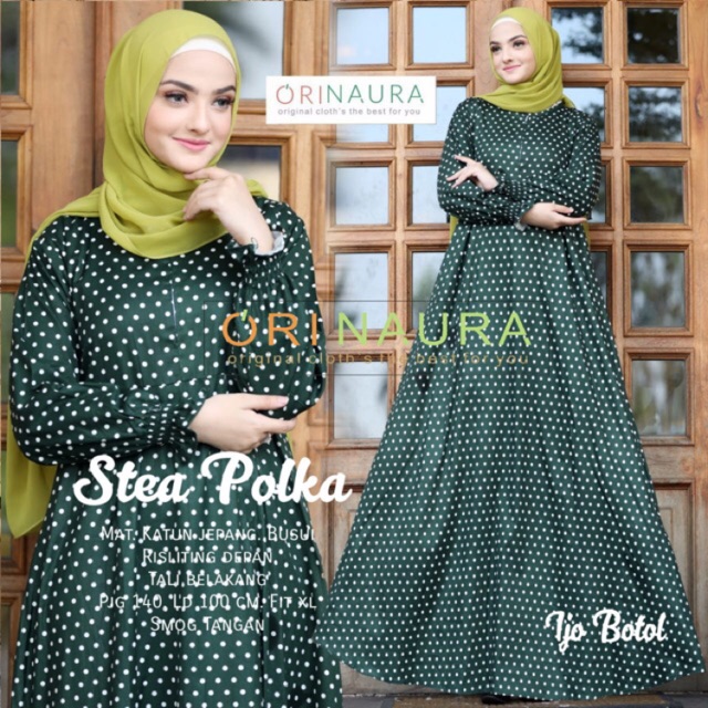 STEA POLKA DRESS Gamis Katun Jepang Polkadot Busui ori 