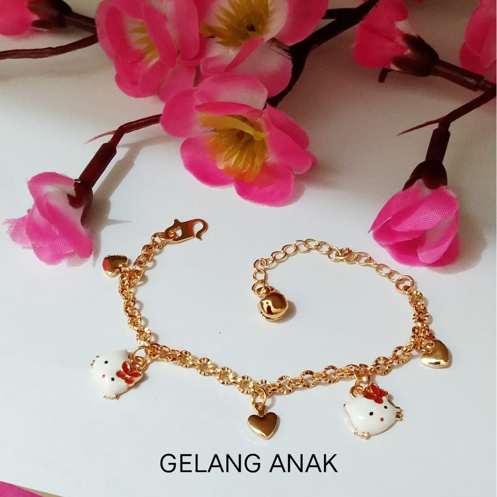 Kenten Acc - Gelang Kaki Perhiasan Anak Warna Emas Xuping Motif Hello Kitty / Gelang Anak A-4