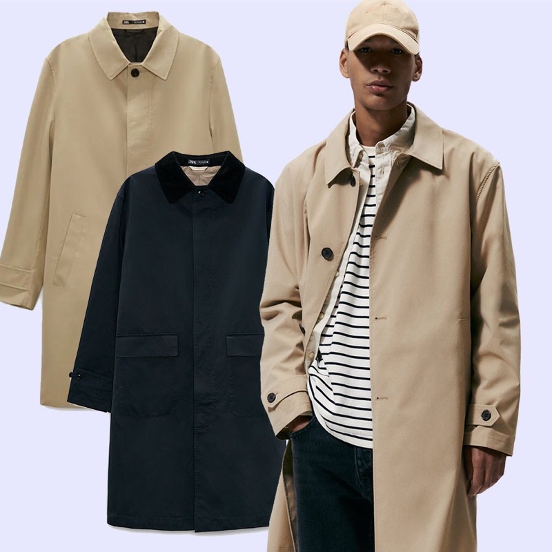 lovemecorner UNISEX ZARA** MAN TECHNICAL TRENCH NAVY / SERGIO COAT / DOUBLE BREAST TRENCH COAT JAKET